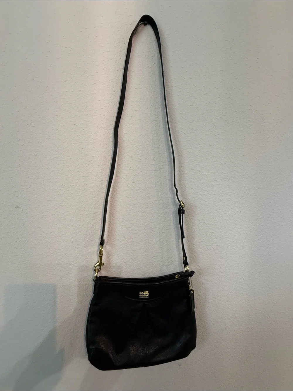 Coach Madison Leather Crossbody Bag Silver Hardware Purple Lining EUC
